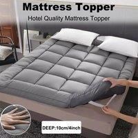 10cm Thick Grey Hotel-Grade Mattress Topper for Enhanced Sleep