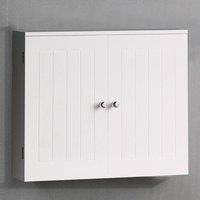 White Bathroom Wall Cabinet Storage 2 Door Cupboard MDF Shelves Vanity Unit