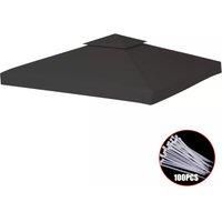 3x3m Gazebo Canopy Replacement - 1Tier 2 Tier Roof Cover Black