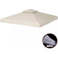 3x3m Gazebo Canopy Replacement - 1Tier 2 Tier Roof Cover Beige