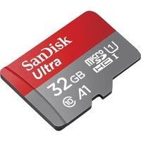 SanDisk Ultra 32 GB microSDHC Memory Card + SD Adapter with A1 App Performance Up to 120 MB/s, Class 10, U1, SDSQUA4-032G-GN6MA , Red/Grey