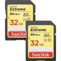 SANDISK - CARDS EXTREME PLUS 32GB SDHC MEMORY CARD 2-PACK 100MB/S 60MB/S UHS-