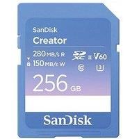 SanDisk Creator SD Card UHS-II 256 GB (For DSLR and Mirrorless Cameras, 6K Video, V60 Memory card, USH-II, read speeds up to 280 MB/s, RescuePro Deluxe, 1 Month Adobe Creative Cloud Included)