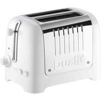 Dualit 2 Slice Lite Toaster | 1.1kW Toasts 60 Slices an Hour | Polished with High Gloss White Trim | Bagel & Defrost Settings | 36 mm Wide Slots | 26203