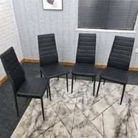 KOSY KOALA X4 FAUX LEATHER BLACK OR WHITE DINING KITCHEN CHAIRS NEW (Black)