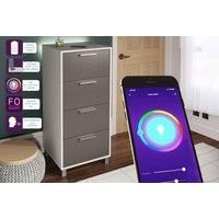 Smart Wireless LED Tall Chest of Drawers - White & Grey, Modern Storage, 4-Drawer