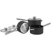 Ninja Foodi ZEROSTICK Stackable 3-Piece Saucepan Set [C53000UK] Hard Anodised Aluminium, Nesting, Non-Stick, Induction Compatible, Dishwasher Safe