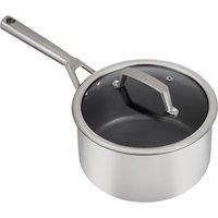 Ninja C60220UK ZEROSTICK Stainless Steel 20cm Saucepan, Induction Compatible, Dishwasher Safe, Oven Safe to 260°C, Cast Stainless Steel Handle