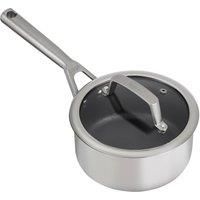 Ninja C60216UK ZEROSTICK Stainless Steel 16cm Saucepan, Induction Compatible, Dishwasher Safe, Oven Safe to 260°C, Cast Stainless Steel Handle
