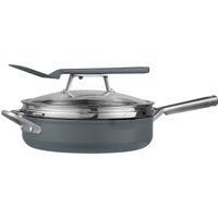 Ninja Foodi 9-in-1 PossiblePan [CW102GYUK] ZEROSTICK Technology, Integrated Steamer/Strainer & Spatula, Non-Stick, Induction Compatible, Dishwasher Safe, Sea Salt Grey