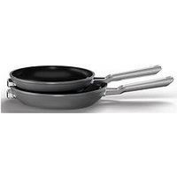 Ninja C52200UK ZEROSTICK Stackable 2-Piece Frying Pan Set, 24/28cm, Space Saving, Hard Anodised Aluminium, Induction Compatible, Dishwasher Safe, Oven Safe to 260°C, Cast Stainless Steel Handles, Grey