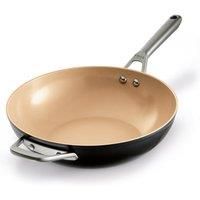 Ninja ExtendedLife 28cm Ceramic Wok, Non-Stick (No PFAs, PFOAs, Lead or Cadmium), Induction Compatible, Stainless Steel Handle, Oven Safe to 285°C, Terracotta & Grey, CW90928UK