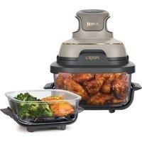 Ninja CRISPi Portable Air Fryer, 3.8L, 4-in-1: Air Fry, Roast, Keep Warm, Recrisp, Space Saving Compact Design, 6 Portions, 2x Removable Glass Containers & Lids, 1700W, Stone Gold FN101UKSTGD