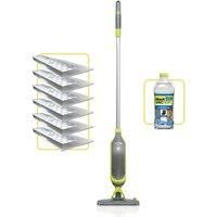 Shark VacMop 2-in-1 Cordless Hard Floor Vacuum Spray Mop Starter Kit, Quick Lightweight Cleans, Wipes Away Messes, 6x Disposable Pad Refills, 355ml Multi-Surface Floor Cleaner, Charcoal Grey, VM200UK
