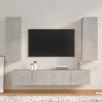 4 Piece TV Cabinet Set Concrete Grey Engineered Wood