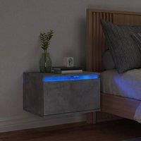 Wall-mounted Bedside Cabinet with LED Lights Concrete Gery