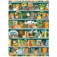 Cobble Hill 1000 Piece Puzzle - The Purrfect Bookshelf - Sample Poster Included