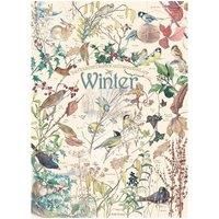 Cobble Hill 1000 Piece Puzzle Birds Country Diary: Winter-Sample Poster Included, Soft Blues, Bright Greens
