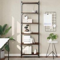 Bookcase 6-Tier Brown Oak 60x30x188 cm Engineered Wood