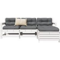 4 Piece Garden Sofa Set White Solid Wood Pine