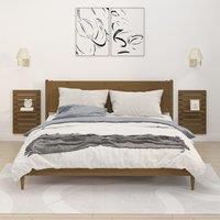 Wall-mounted Bedside Shelves 2 pcs Honey Brown Solid Wood Pine