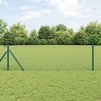 Green PVC Coated Fence Post Set Set of 2 25 x 0.5 m Durable