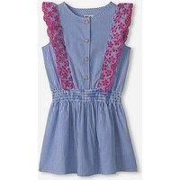 Hatley Girls Pinstripe Scallop Ruffle Dress - Blue