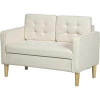 Cream White Modern Loveseat Sofa With Storage