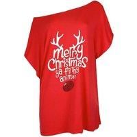 Women'S Off-Shoulder Baggy Christmas Top - Uk Sizes 12-32 - Black