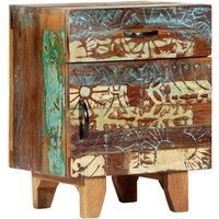 Hand Carved Bedside Cabinet 40x30x50 cm Solid Reclaimed Wood