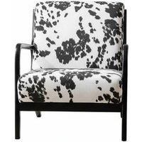 Velvet-Upholstered Black & White Spotted Armchair - Comfy & Stylish