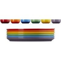 Le Creuset Stoneware Set of 6 Rainbow Tea Plates, 18cm, Cherry, Volcanic, Soleil, Palm, Teal, Ultra Violet, 91048318470010
