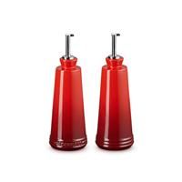 Le Creuset Stoneware Signature Oil & Vinegar Set - Cerise - MISSING SPOUTS