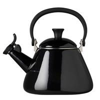 Le Creuset Kone Stove-Top Kettle with Whistle, Suitable for All Hob Types Including Induction, Enamelled Steel, Capacity: 1.6 L, Black Onyx, 40101021400000