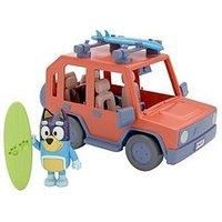 Bluey Heeler Family 4WD Vehicle Playset: Official Collectable Car Including 2.5 Inch Bandit Articulated Action Figure, Surfboard Roof Rack, 2 Surfboards and Sticker pack