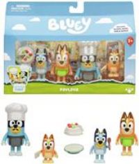 Bluey It/'s Time For Pavlova With This Pavlova 4 Pack, Includes, Bingo, Bandit In His Chef Hat and Chilli and 2 Accessories, Four 6-7.6 CM Articulated Figures