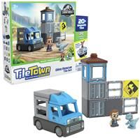 Tile Town Jurassic World Dino Rescue Magnetic Tiles Construction Building Set + Figures + Car, Kids 3-5+, New ACTION TILES for Action Play, Realistic Builds, STEM Creative Toy