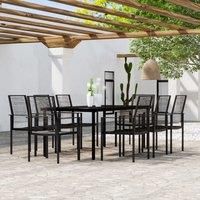 9 Piece Garden Dining Set Black