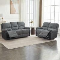 Electric Reclining Sofa Set, Corduroy Fabric Sofa Suite - 2+3 Sofa Set