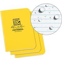 Rite In The Rain Waterproof Paper Min Waterproof Paper Notepad Staple Bound Pack of 3 Flex Cover Black 24 pages 12 sheets Saddle Stitch Binding Imperial and Metric Rulers, 3¼ X 4£- Inch, Yellow