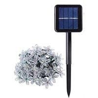 Solar Powered Led String Lights With Flowers In 3 Options And 5 Colours - Blue