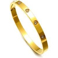 Stylish Diamond Bangle Bracelet In 2 Sizes And 3 Colour Options - Silver