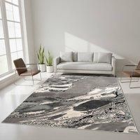 SmartLiving Rugs Living Room, Grey Marble Effect Area Rug 160 x 230 cm Parma Luxury Ultra Soft Rugs for Bedroom, Non Shedding Floor Mat, Machine Washable Rug For Lounge, Dining Room, Bedroom
