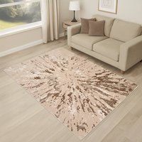 Smart Living Luxury Soft Modern Shimmer Sunset Rug for Living & Bedroom in Beige | Size: 60cm x 220cm