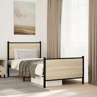 Metal Bed Frame without Mattress Sonoma Oak 90x200 cm