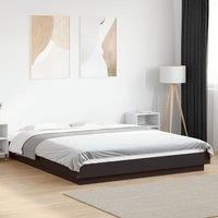 Bed Frame with LED Lights without Mattress Black 150x200cm
