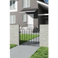 Modern Metal Arched Swing Gate Garden Fence Gate, 85cm W x 90cm H