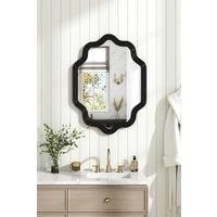 Round Wavy Edge Metal Decorative Wall Mounted Mirror, 80.5cm W x 60.5cm D