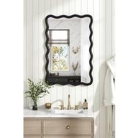 Rectangular Wavy Edge Metal Decorative Wall Mounted Mirror, 90.5cm W x 60.5cm D