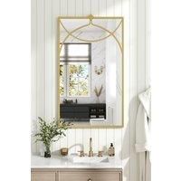 Rectangular Metal Art Deco Wall Mounted Mirror, 66cm W x 2cm D x 114cm H